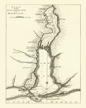 Vintage Map of Mobile, Alabama 1763