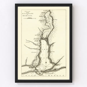 Vintage Map of Mobile, Alabama 1763