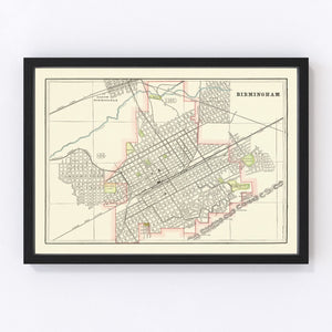 Vintage Map of Birmingham, Alabama 1895
