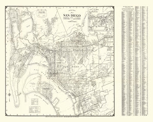 Vintage Map of San Diego, California 1930