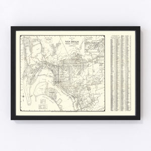 Vintage Map of San Diego, California 1930