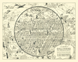 Vintage Map of Hollywood, California 1930