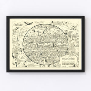 Vintage Map of Hollywood, California 1930
