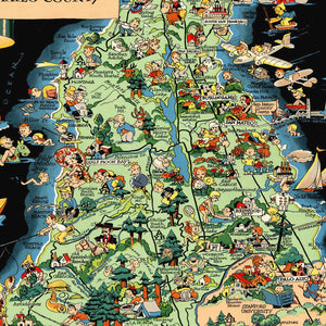 Vintage Map of San Mateo County, California 1930