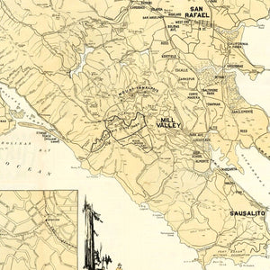 Vintage Map of Marin County, California 1930