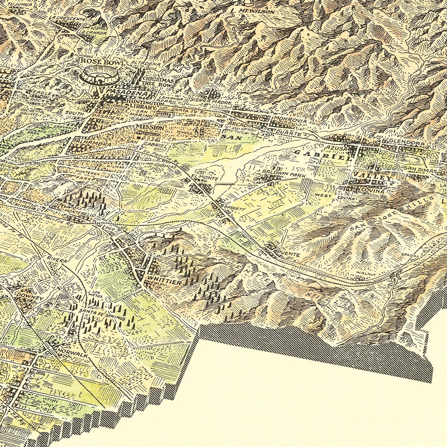 Vintage Map of San Gabriel Valley, California 1931