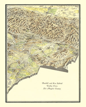 Vintage Map of San Gabriel Valley, California 1931