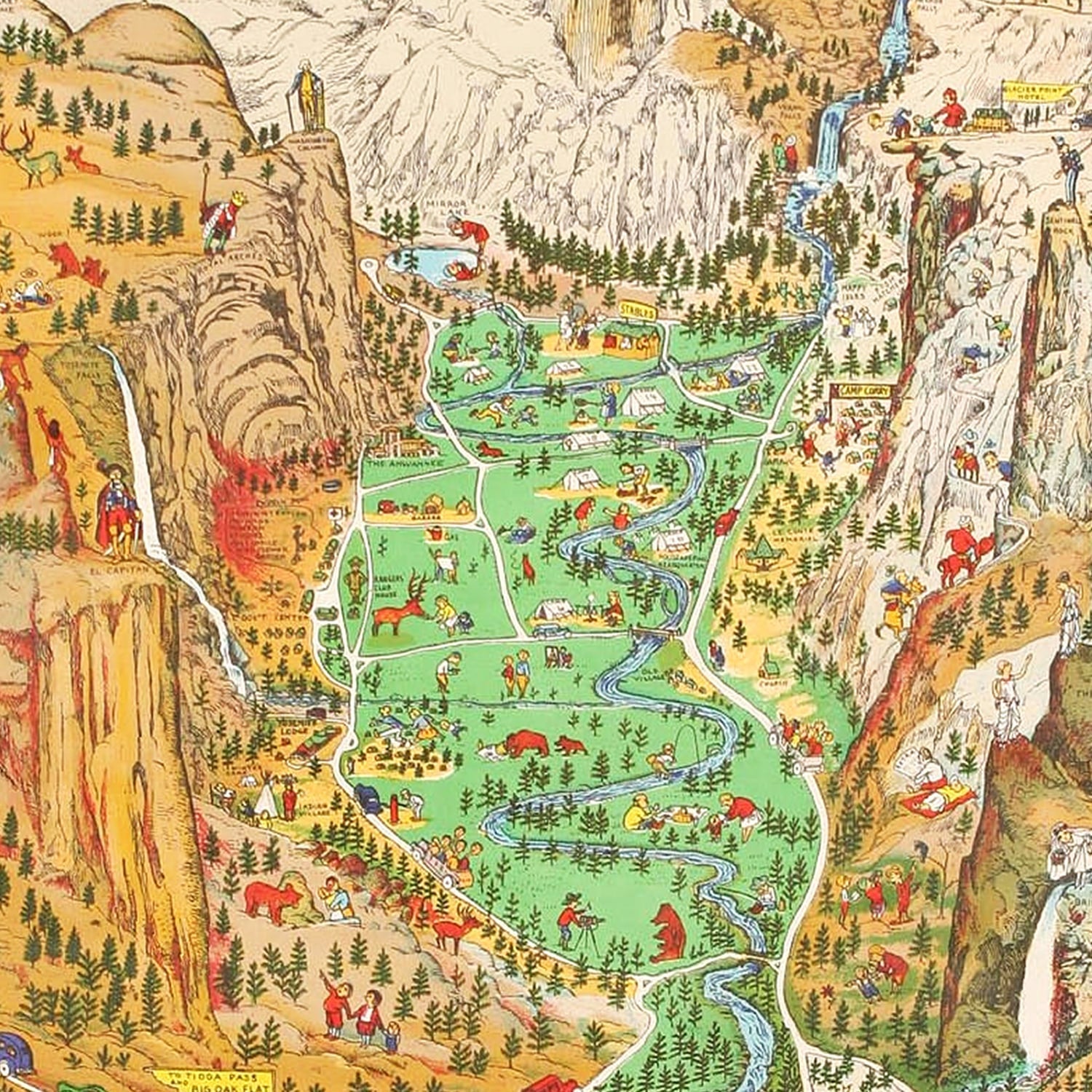 Vintage Map of Yosemite National Park 1931