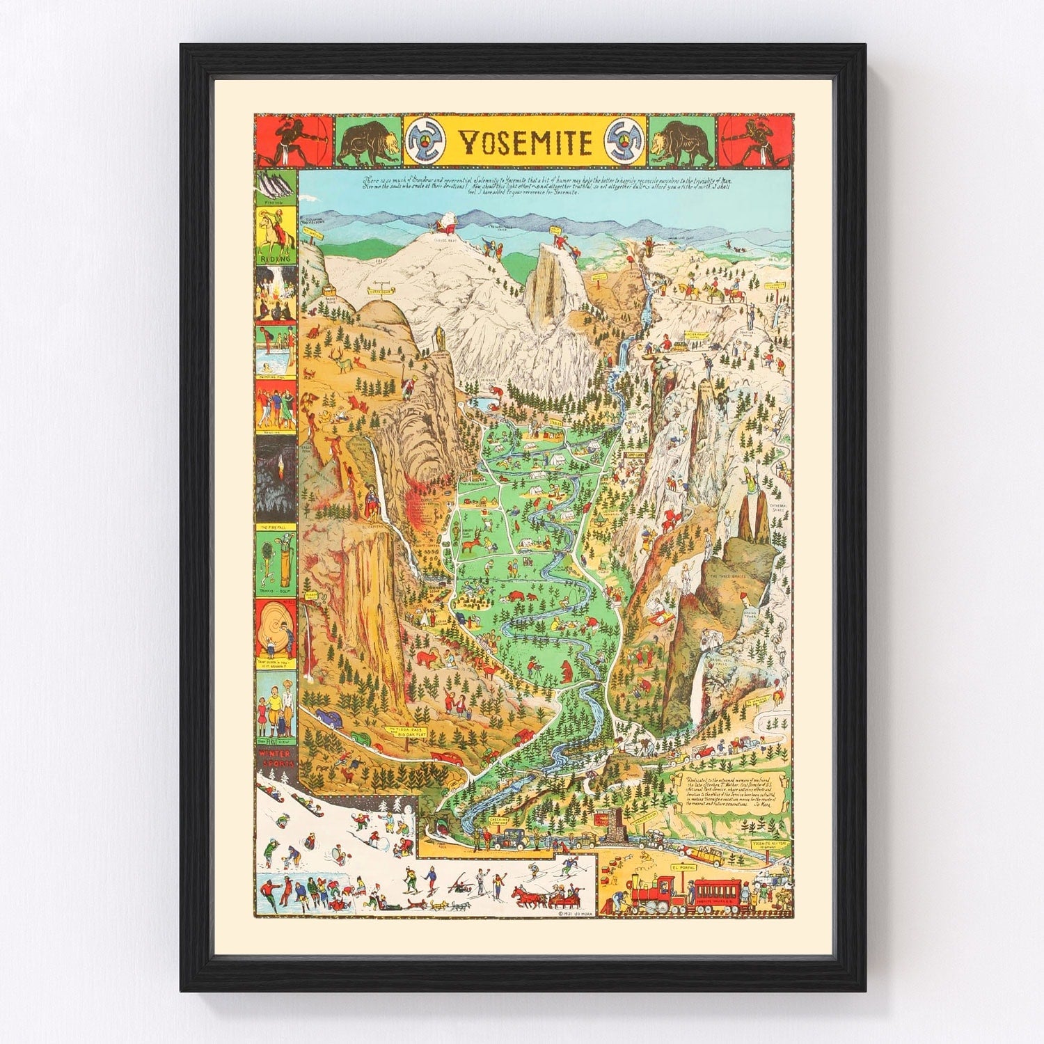 Vintage Map of Yosemite National Park 1931