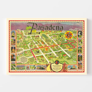 Vintage Map of Pasadena, California 1933