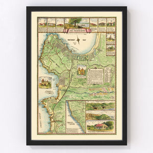 Vintage Map of Monterey, California 1933