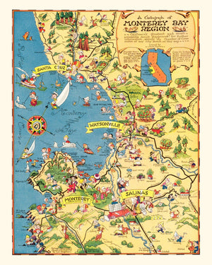 Vintage Map of Monterey Bay, 1933