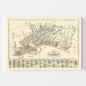 Vintage Map of Santa Cruz, California 1933