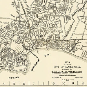 Vintage Map of Santa Cruz, California 1933
