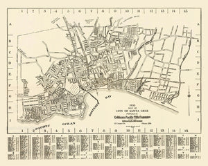 Vintage Map of Santa Cruz, California 1933