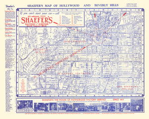 Vintage Map of Hollywood, California 1935