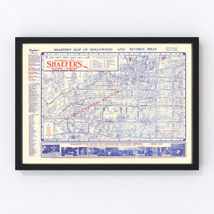 Vintage Map of Hollywood, California 1935