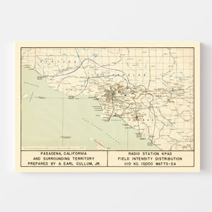 Vintage Map of Pasadena, California 1935