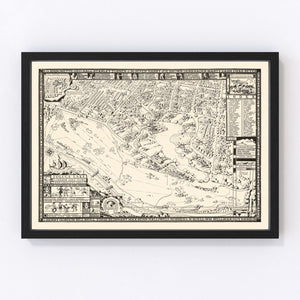 Vintage Map of Toluca Lake Lakeside Golf Club, 1936