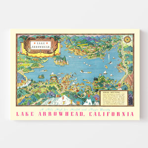 Vintage Pictorial Map of Lake Arrowhead, CA 1938