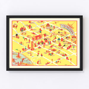 Vintage Map of Chinatown San Francisco, California 1939