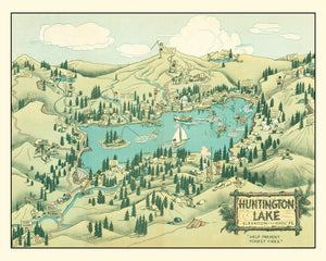 Vintage Map of Huntington Lake, 1940