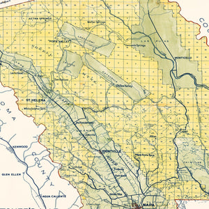 Vintage Map of Napa County, California 1940