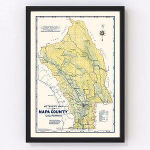 Vintage Map of Napa County, California 1940