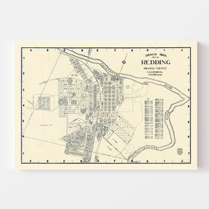 Vintage Map of Redding, California 1920
