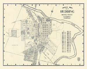 Vintage Map of Redding, California 1920