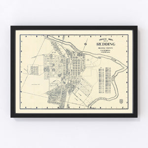 Vintage Map of Redding, California 1920