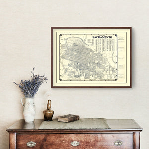 Vintage Map of Sacramento, California 1920