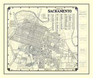 Vintage Map of Sacramento, California 1920