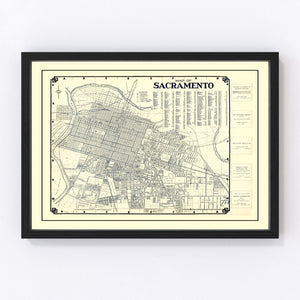 Vintage Map of Sacramento, California 1920