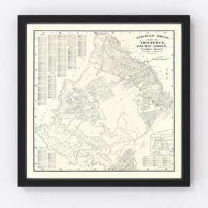 Vintage Map of Monterey, California 1920