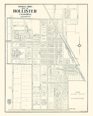 Vintage Map of Hollister, California 1920