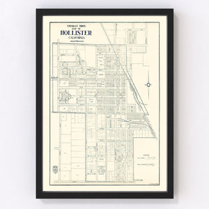 Vintage Map of Hollister, California 1920