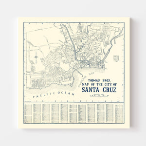 Vintage Map of Santa Cruz, California 1920