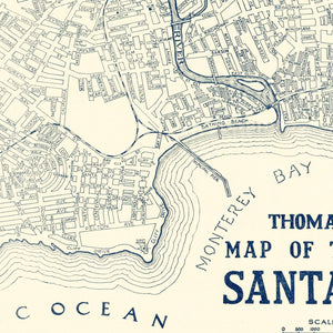 Vintage Map of Santa Cruz, California 1920