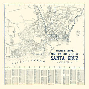Vintage Map of Santa Cruz, California 1920