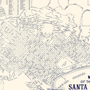 Vintage Map of Santa Barbara, California 1920