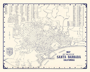 Vintage Map of Santa Barbara, California 1920