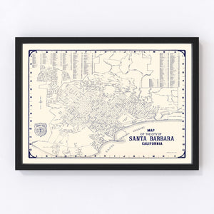 Vintage Map of Santa Barbara, California 1920