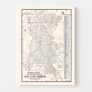 Vintage Map of San Luis Obispo, California 1920