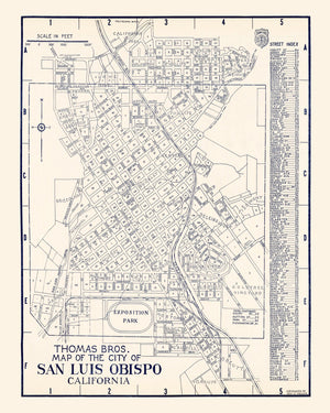 Vintage Map of San Luis Obispo, California 1920