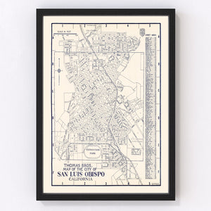 Vintage Map of San Luis Obispo, California 1920