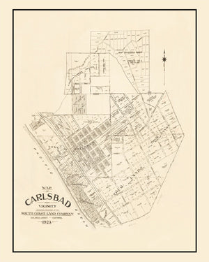 Vintage Map of Carlsbad, California 1923