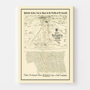 Vintage Map of Hollydale, California 1923