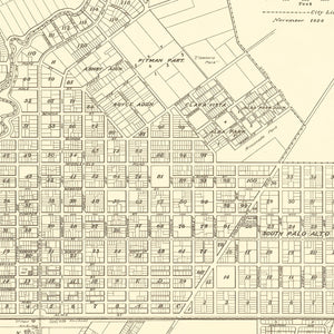 Vintage Map of Palo Alto, California 1924