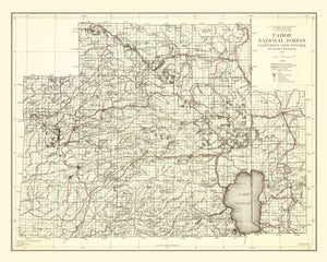 Vintage Map of Tahoe National Forest 1925